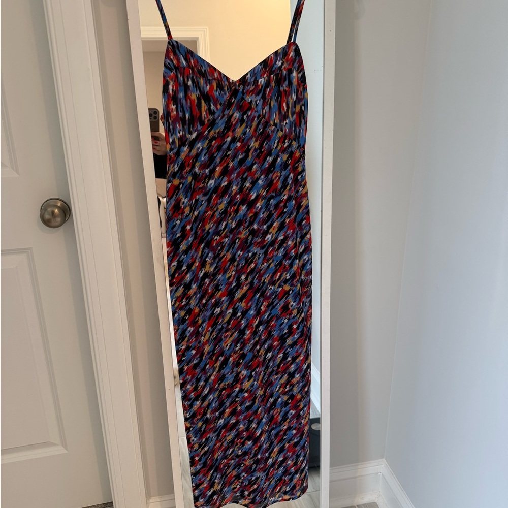 House of Harlow 1960 Multicolor Brushstroke Maxi Dress in Red, Blue, Black